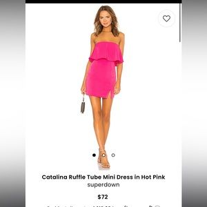 Superdown Catalina ruffle tube mini dress in hot pink size small